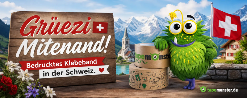 Bedrucktes Klebeband für die Schweiz – Deine Marke, dein Paket, dein Eindruck