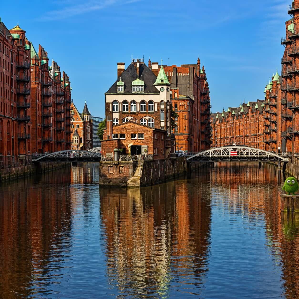 Speicherstadt in Hamburg – Tapemonster druckt bedrucktes Klebeband mit Logo für Unternehmen aus der Hansestadt
