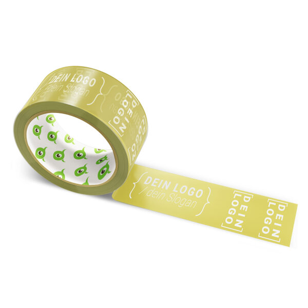 PP-Klebeband mit Logo Druck - 66 m Olive #AC9F3C