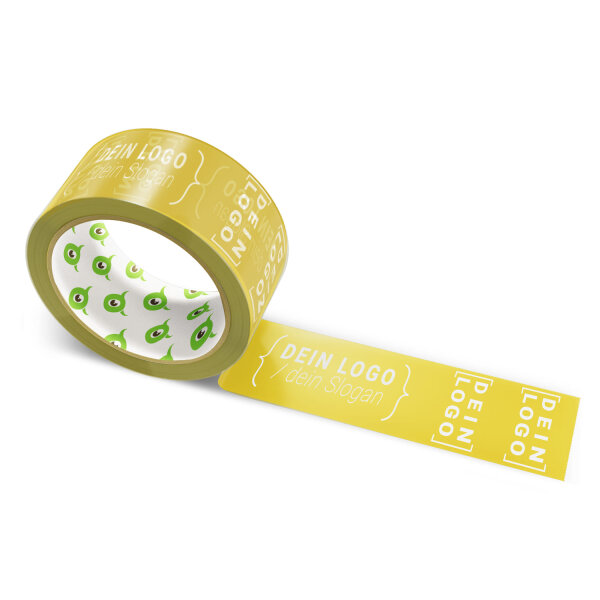 PP-Klebeband mit Logo Druck - 66 m Dunkles Gold #C1A01E