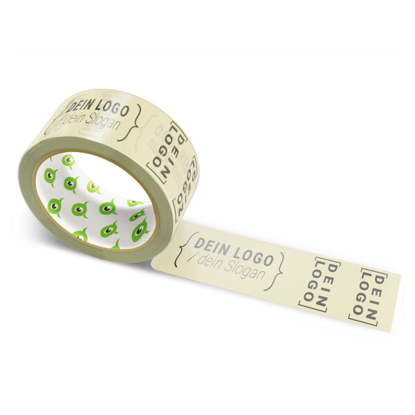 PP-Klebeband mit Logo Druck - 66 m Beige #D5CB9F