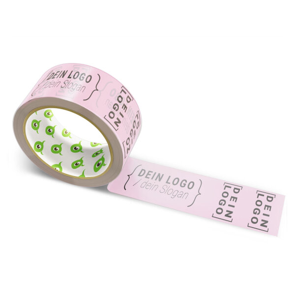 PP-adhesive tape with logo print - 1-color - 66 m light pink #ECB3CB - best value