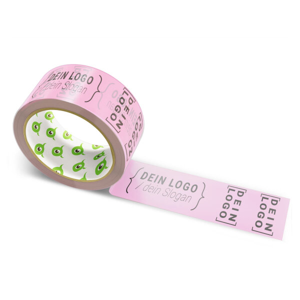 PP-adhesive tape with logo print - 1-color - 66 m light pink #F99FC9 - best value