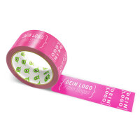 PP-adhesive tape with logo print - 1-color - 66 m dark pink #E31C79 - best value