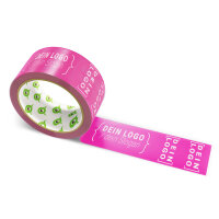 PP-adhesive tape with logo print - 1-color - 66 m dark pink #DA1884 - best value
