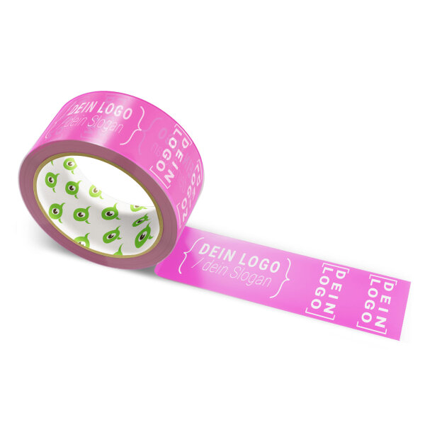 PP-adhesive tape with logo print - 1-color - 66 m light pink #E93CAC - best value