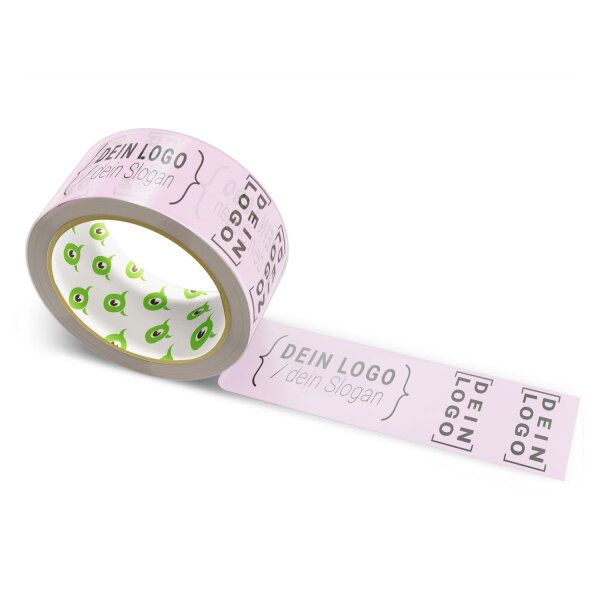 PP-adhesive tape with logo print - 1-color - 66 m light purple #E6BCD8 - best value