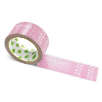 PP-adhesive tape with logo print - 1-color - 66 m light pink #C9809E - best value