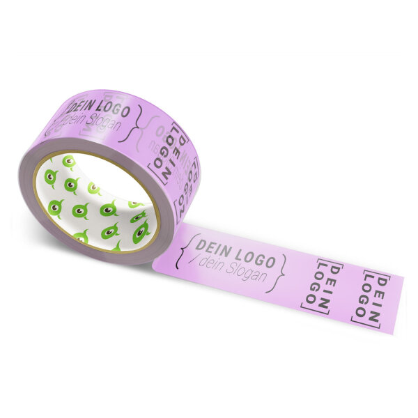 PP-adhesive tape with logo print - 1-color - 66 m light purple #C98BDB - best value