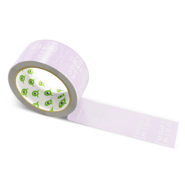 PP-adhesive tape with logo print - 1-color - 66 m light lavender #D6BFDD - best value