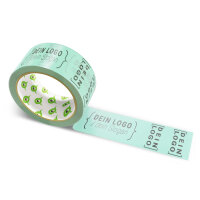 PP-adhesive tape with logo print - 1-color - 66 m pale turquoise #8FD6BD - best value