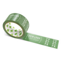 PP-adhesive tape with logo print - 1-color - 66 m dark sea green #44693D - best value