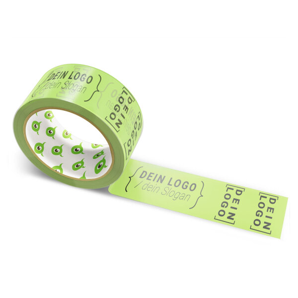 PP-adhesive tape with logo print - 1-color - 66 m bright lime green #A4D65E - best value