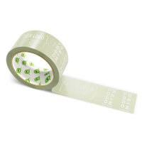 PP-adhesive tape with logo print - 1-color - 66 m light olive #B3B995 - best value