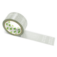 PP-adhesive tape with logo print - 1-color - 66 m cool gray #A7ACA2 - best value