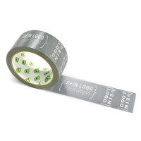PP-adhesive tape with logo print - 1-color - 66 m anthracite #63666A - best value