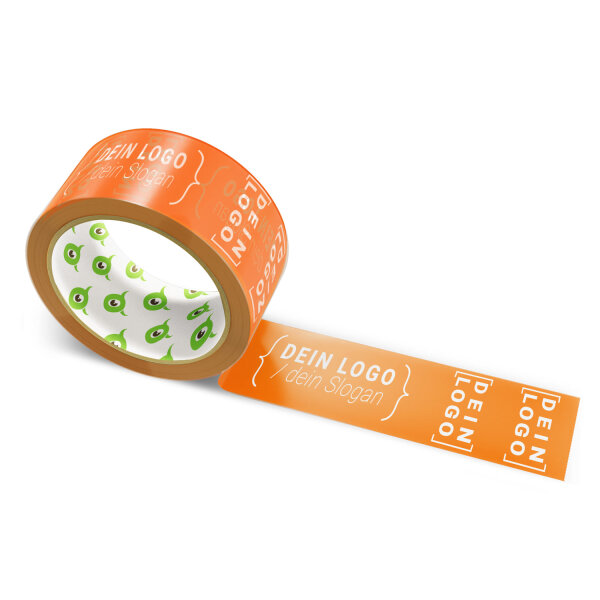 PVC-Klebeband mit Logo Druck - 66 m Leuchtendes Orange #FE5000