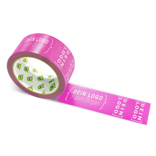 PVC-Klebeband mit Logo Druck - 66 m Dunkles Pink #D62598