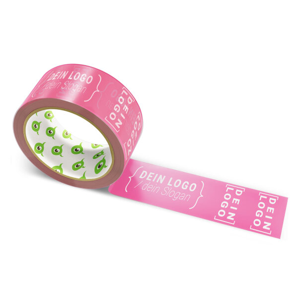 PVC-Klebeband mit Logo Druck - 66 m Helles Pink #E0457B