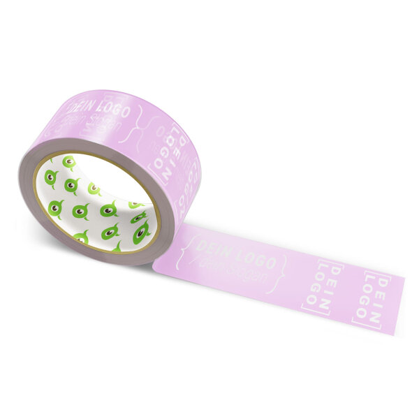 PVC-Klebeband mit Logo Druck - 66 m Helles Pink #D59ED7