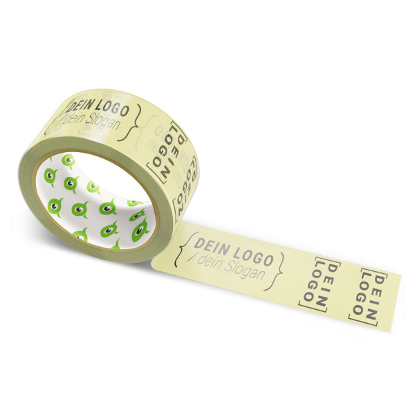 Papier-Klebeband mit Logo Druck - 50 m Blasses Khaki #D6CF8D