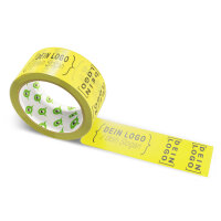 PVC-Klebeband mit Logo Druck - 66 m Gold - CMYK 0/10/86/2