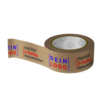 Papier Klebeband mit Logo - 3-farbig- 50 mm x 50 m -...