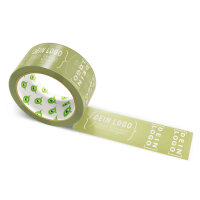 PP-Klebeband mit Logo Druck - 66 m Dunkelbeige - RGB (138, 141, 74)