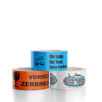 PP Klebeband mit Logo - 2-farbig- 48 mm x 66 m - Braun - Laut abrollend