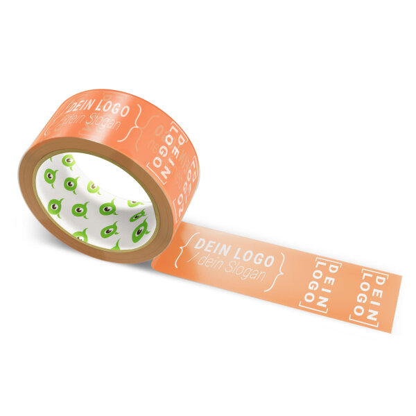 PVC-adhesive tape with logo print - 1-color - 66 m light orange #FF6A39