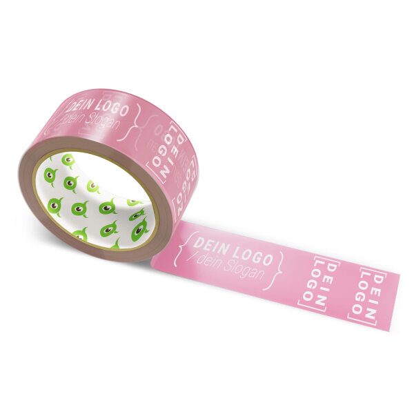PVC-adhesive tape with logo print - 1-color - 66 m light pink #C16784