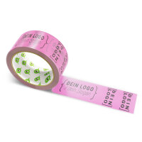PVC-adhesive tape with logo print - 1-color - 66 m light pink #E56DB1