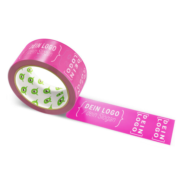 PVC-adhesive tape with logo print - 1-color - 66 m dark pink #DA1884