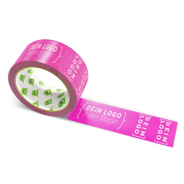 PVC-adhesive tape with logo print - 1-color - 66 m dark pink #DF1995