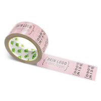 PVC-adhesive tape with logo print - 1-color - 66 m light pink #D7A3AB