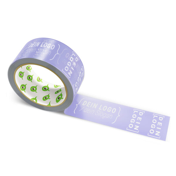 PVC-adhesive tape with logo print - 1-color - 66 m light lavender #8986CA