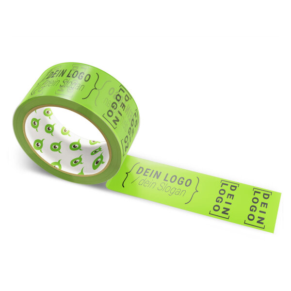PVC-adhesive tape with logo print - 1-color - 66 m bright green #78BE20
