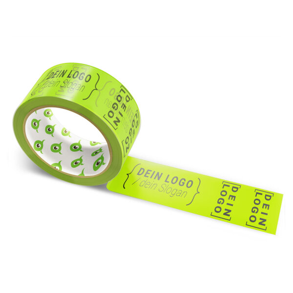 PVC-adhesive tape with logo print - 1-color - 66 m bright green #97D700