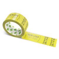 PVC-adhesive tape with logo print - 1-color - 66 m gold yellow #D7C826
