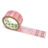 Paper-adhesive tape with logo print - 1-color - 50 m light pink #FF808B
