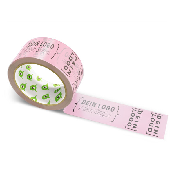 Paper-adhesive tape with logo print - 1-color - 50 m light pink #F8A3BC