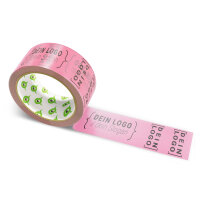 Paper-adhesive tape with logo print - 1-color - 50 m light pink #F67599