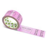 Paper-adhesive tape with logo print - 1-color - 50 m light pink #EC86D0