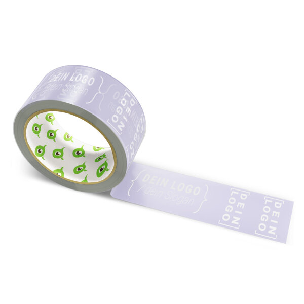 Paper-adhesive tape with logo print - 1-color - 50 m light purple #A7A2C3