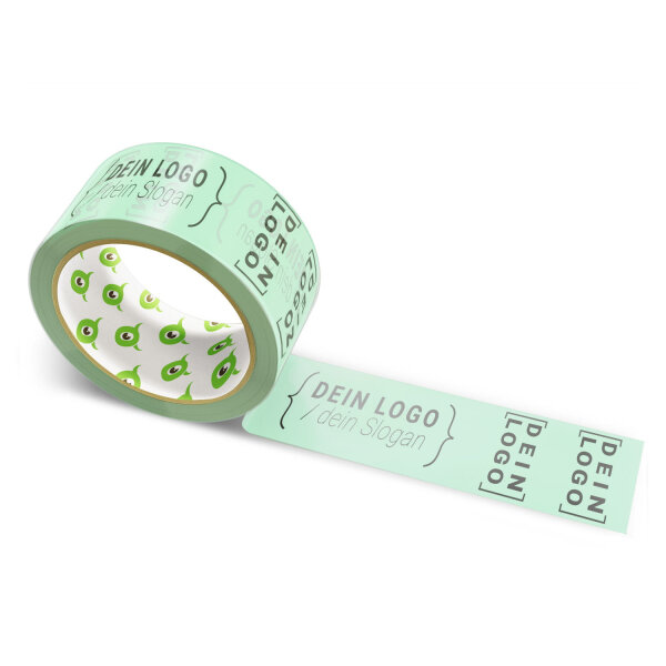 Paper-adhesive tape with logo print - 1-color - 50 m pale mint green #A2E4B8