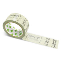 Paper-adhesive tape with logo print - 1-color - 50 m pale olivgrey #D0D1AB