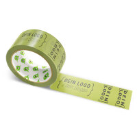 Paper-adhesive tape with logo print - 1-color - 50 m vivid green #8F993E