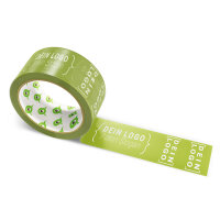 Paper-adhesive tape with logo print - 1-color - 50 m dark lime green #76881D