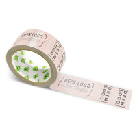 PVC-adhesive tape with logo print - 1-color - 66 m pale pink - CMYK 0/17/20/12