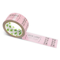 PVC-adhesive tape with logo print - 1-color - 66 m light pink - CMYK 0/30/24/9
